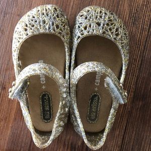 SOLD Mini Melissa & Campana Gold Sparkle Shoes